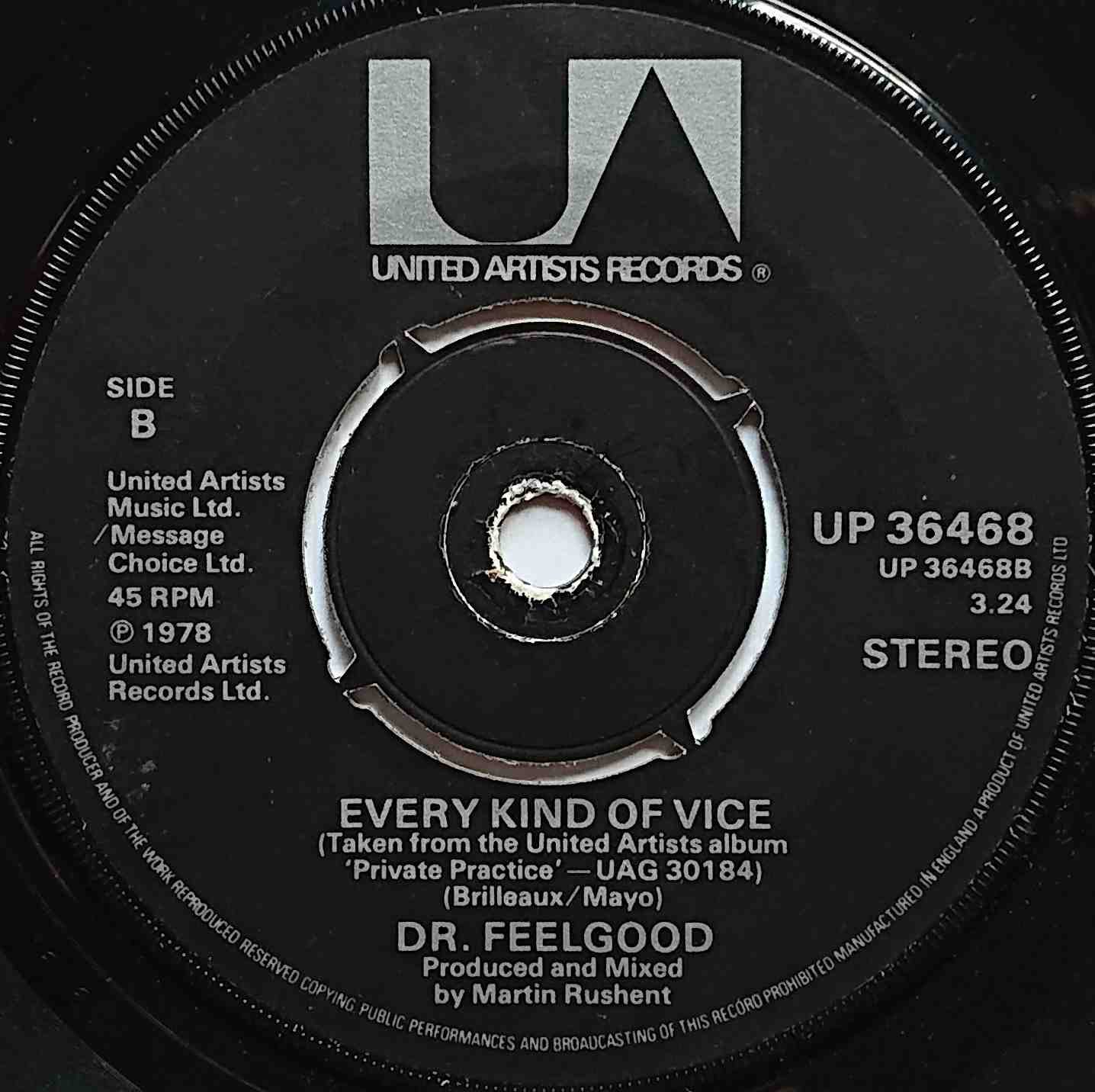 UP 36468 Milk and alcohol Dr Feelgood  Label